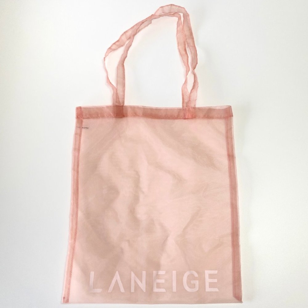 Laneige Tote Shoulder Bag Pink Tulle Mesh
